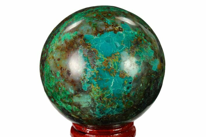 Polished Malachite & Chrysocolla Sphere - Peru #156457